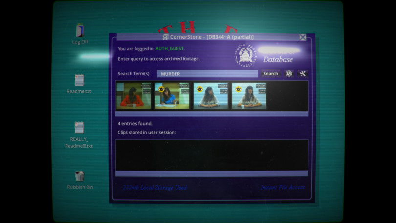 Capture d'écran du jeu Her Story, un jeu au gameplay non-linéaire.