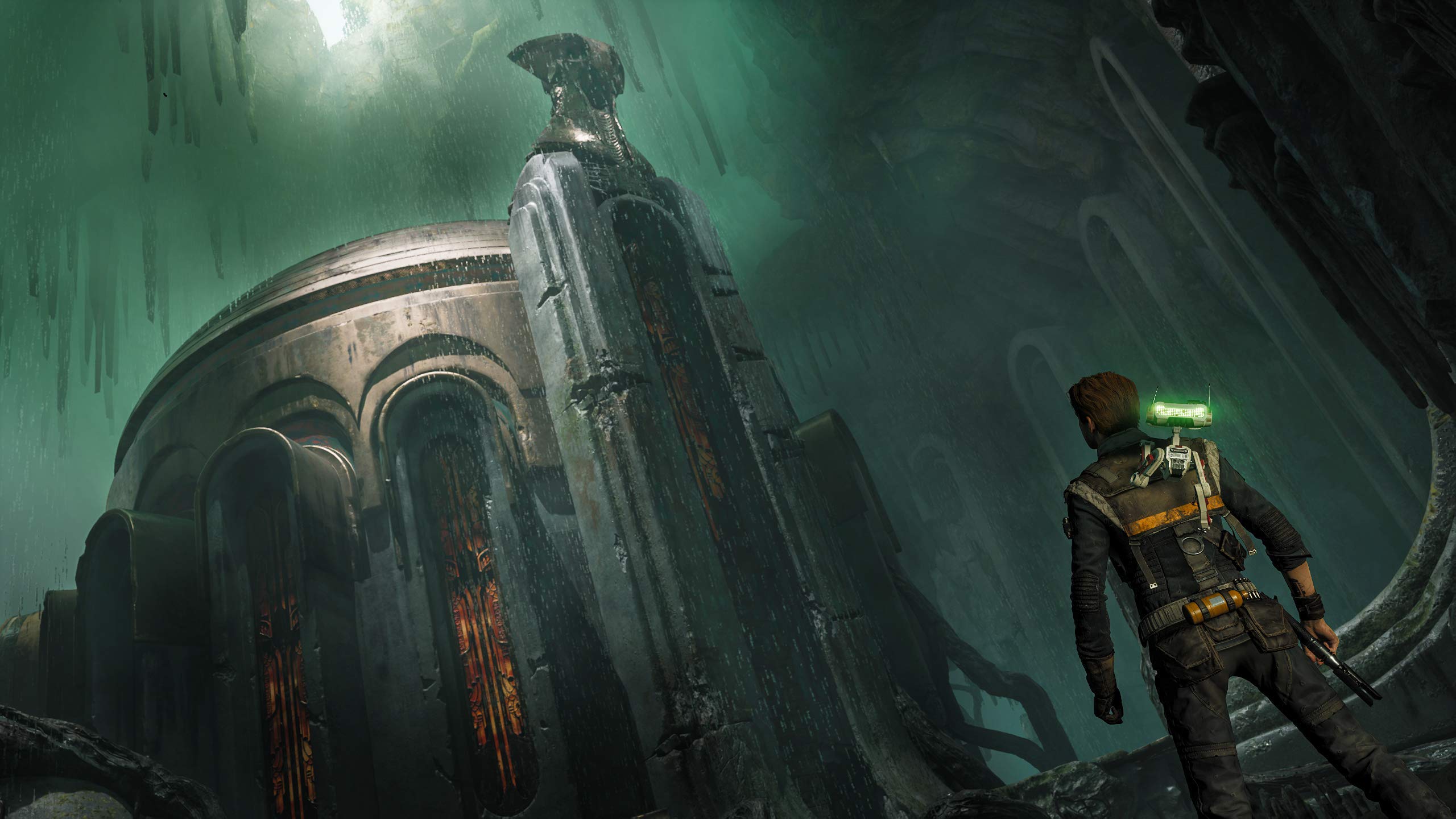 Capture d'écran d'un sanctuaire de Star Wars, rappelant les jeux Tomb Raider.